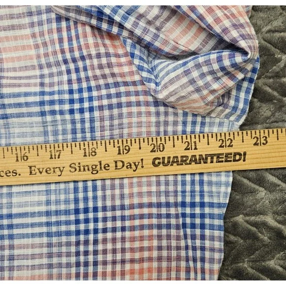 Columbia Women's Dress 3/4 Sleeve Size Large Blue Coral 100% Cotton Checkered - Picture 5 of 7